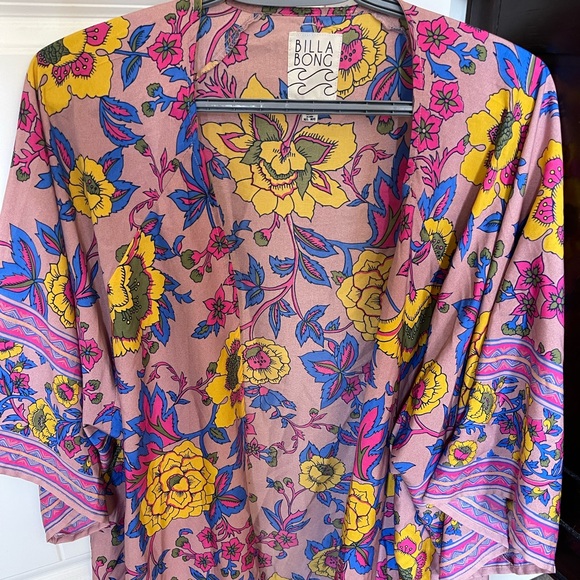 Billabong Pink Flower Kimono Cardigan/Cover Up - Picture 3 of 3